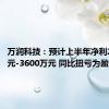 万润科技：预计上半年净利2400万元-3600万元 同比扭亏为盈