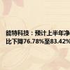 能特科技：预计上半年净利润同比下降76.78%至83.42%