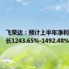 飞荣达：预计上半年净利同比增长1243.65%-1492.48%