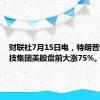 财联社7月15日电，特朗普媒体科技集团美股盘前大涨75%。