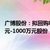 广博股份：拟回购800万元-1000万元股份