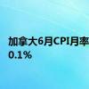 加拿大6月CPI月率录得-0.1%