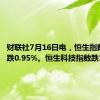 财联社7月16日电，恒生指数开盘跌0.95%。恒生科技指数跌1.27%。