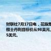 财联社7月17日电，花旗集团将摩根士丹利目标价从98美元上调至105美元。