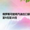 俄罗斯可能将汽油出口禁令延长至9月至10月