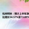 杭州柯林：预计上半年净利润同比增长54.57%至73.89%