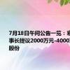 7月18日午间公告一览：寒武纪董事长提议2000万元-4000万元回购股份