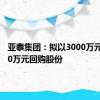 亚泰集团：拟以3000万元至5000万元回购股份