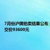 7月份沪牌拍卖结果公布 最低成交价93600元