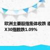 欧洲主要股指集体收跌 德国DAX30指数跌1.09%