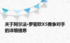 关于阿尔法·罗密欧X5竞争对手的详细信息