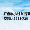 开盘半小时 沪深两市成交额达2233亿元