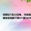 财联社7月22日电，马来西亚吉隆坡综合指数下跌1%至1619.72点。