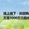 线上线下：拟回购1500万至3000万元股份