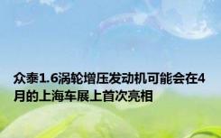 众泰1.6涡轮增压发动机可能会在4月的上海车展上首次亮相