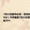 7月22日股市必读：百龙创园（605016）今年截至7月22日累计跌幅已超35%