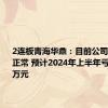 2连板青海华鼎：目前公司生产经营正常 预计2024年上半年亏损1500万元