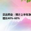 贝达药业：预计上半年净利同比增长40%-60%