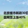 北京楼市新政30日：新盘网签上涨40%