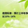 信测标准：预计上半年净利润增长10%-16%