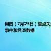 周四（7月25日）重点关注财经事件和经济数据