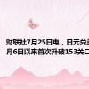 财联社7月25日电，日元兑美元自5月6日以来首次升破153关口。