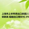 上海市上半年进出口总值2.1万亿元创新高 船舶出口增长92.3%