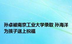孙卓被南京工业大学录取 孙海洋为孩子送上祝福