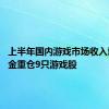 上半年国内游戏市场收入增长 基金重仓9只游戏股