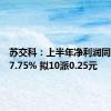 苏交科：上半年净利润同比下降7.75% 拟10派0.25元