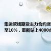 集运欧线期货主力合约涨幅扩大至10%，重新站上4000点