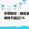 华塑股份：建信金融拟减持不超过1%