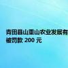 青田县山重山农业发展有限公司被罚款 200 元