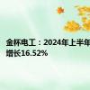 金杯电工：2024年上半年净利润增长16.52%