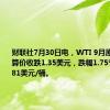 财联社7月30日电，WTI 9月原油期货结算价收跌1.35美元，跌幅1.75%，报75.81美元/桶。