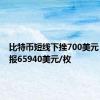 比特币短线下挫700美元，最新报65940美元/枚