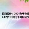 百润股份：2024年半年度净利润4.02亿元 同比下降8.36%