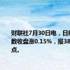 财联社7月30日电，日经225指数收盘涨0.15%，报38525.95点。