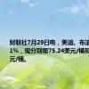 财联社7月29日电，美油、布油日内下跌1%，现分别报75.24美元/桶和78.84美元/桶。