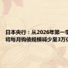 日本央行：从2026年第一季度起，将每月购债规模减少至3万亿日元