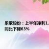 乐歌股份：上半年净利1.6亿元 同比下降63%