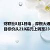 财联社8月1日电，摩根大通将波音目标价从210美元上调至235美元。