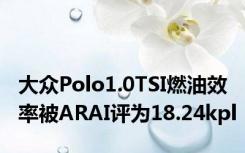 大众Polo1.0TSI燃油效率被ARAI评为18.24kpl