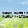 瑞康医药：实际控制人张仁华拟协议转让5.05%公司股份