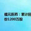 福元医药：累计回购股份1200万股