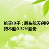 航天电子：股东航天创投计划减持不超0.32%股份