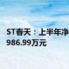 ST春天：上半年净亏损5986.99万元