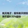 航天电子：股东航天创投计划减持不超0.32%股份