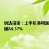 悦达投资：上半年净利润同比下降84.37%