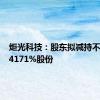 炬光科技：股东拟减持不超过1.4171%股份